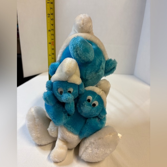 Vintage 1981 Smurfs Stuffed Toy Trio Baby Smurf - Picture 6 of 6